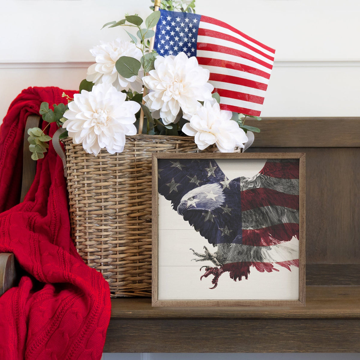 Stars And Stripes Eagle Printed and Framed Wall Sign