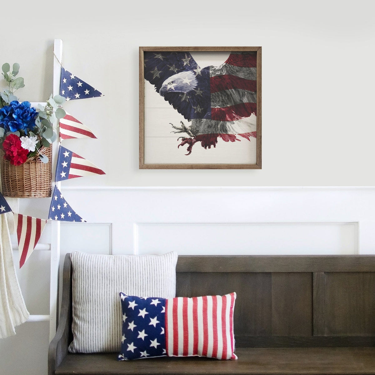 Stars And Stripes Eagle Printed and Framed Wall Sign