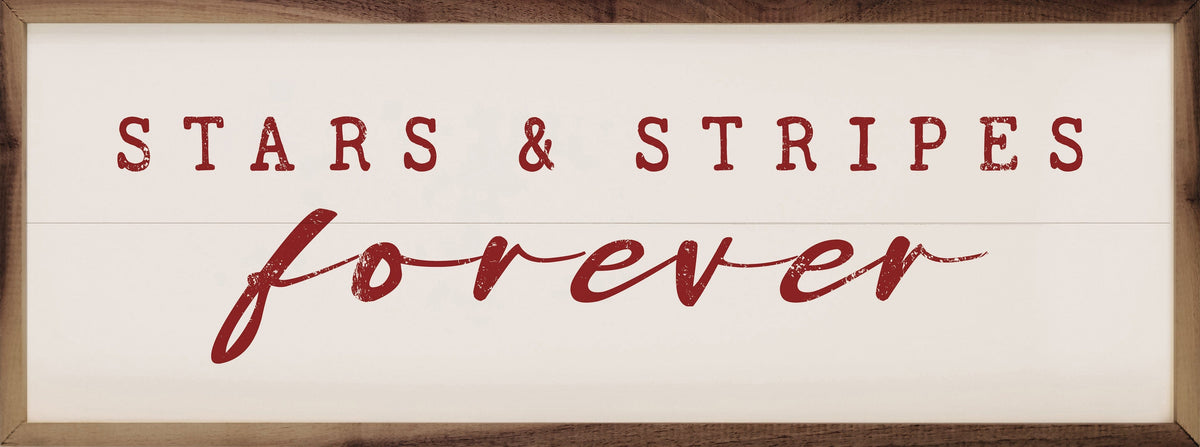 Stars And Stripes Forever Red On White Printed and Framed Wall Sign