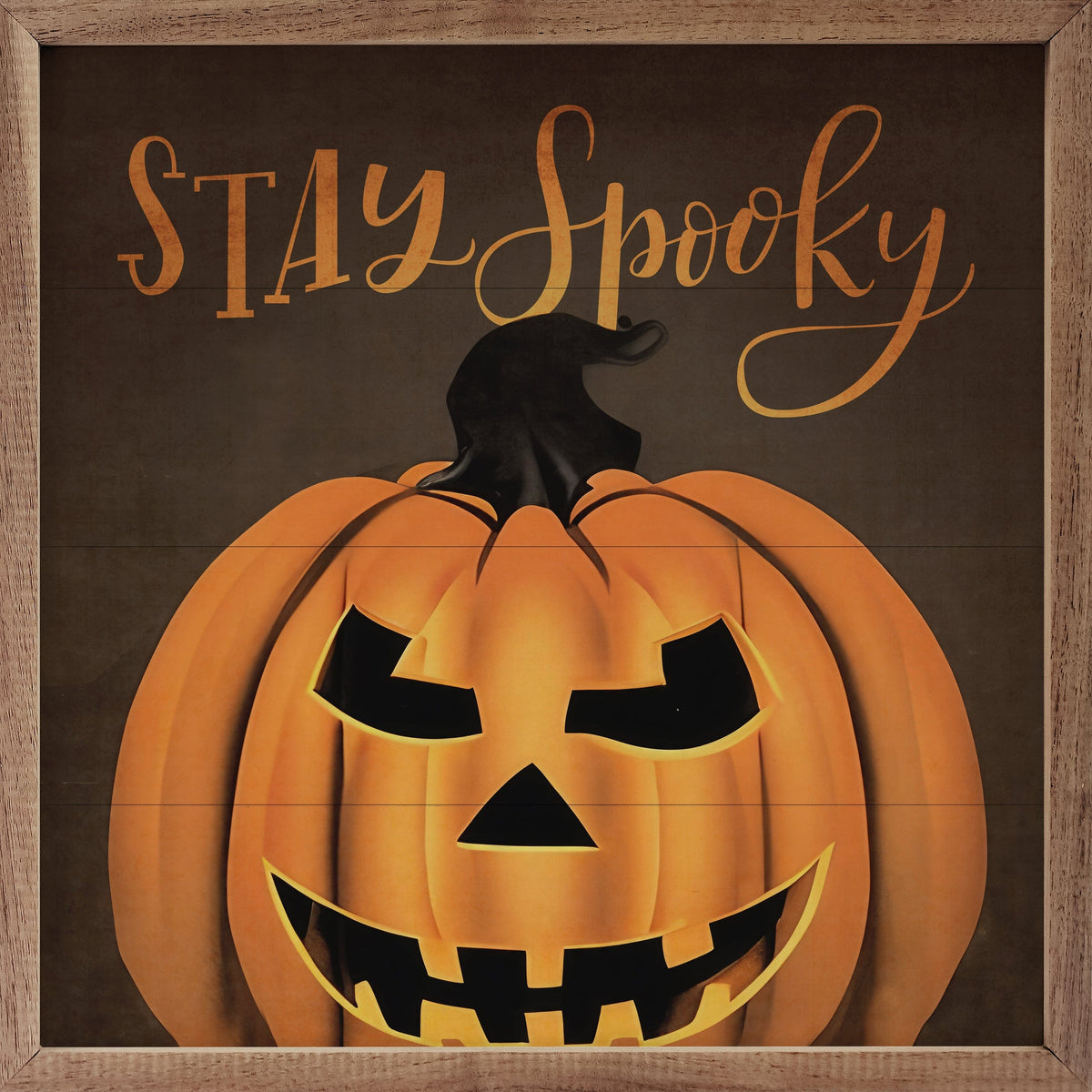 Kendrick Home Walnut Frames 4x4 Stay Spooky Vintage Pumpkin