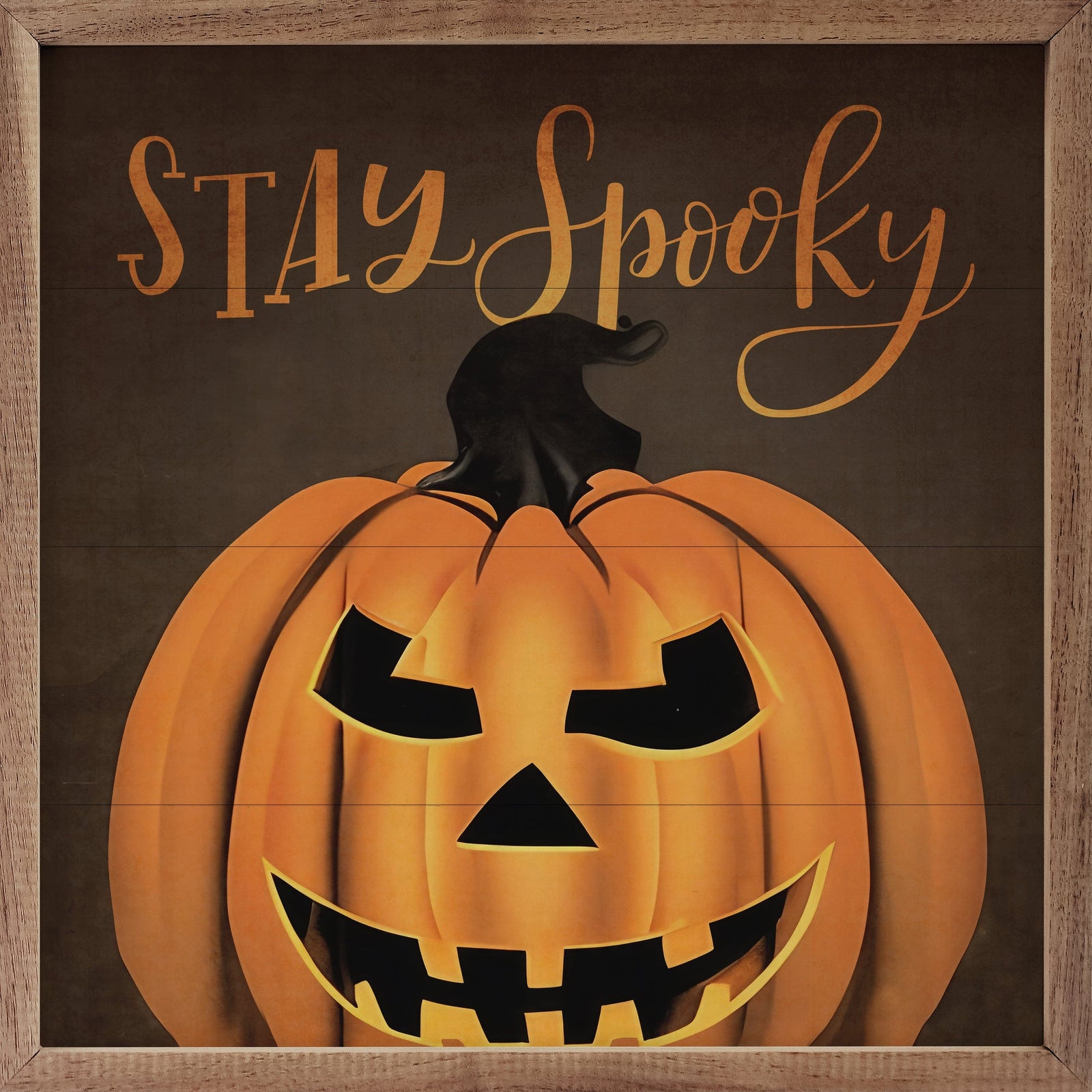 Kendrick Home Walnut Frames 4x4 Stay Spooky Vintage Pumpkin