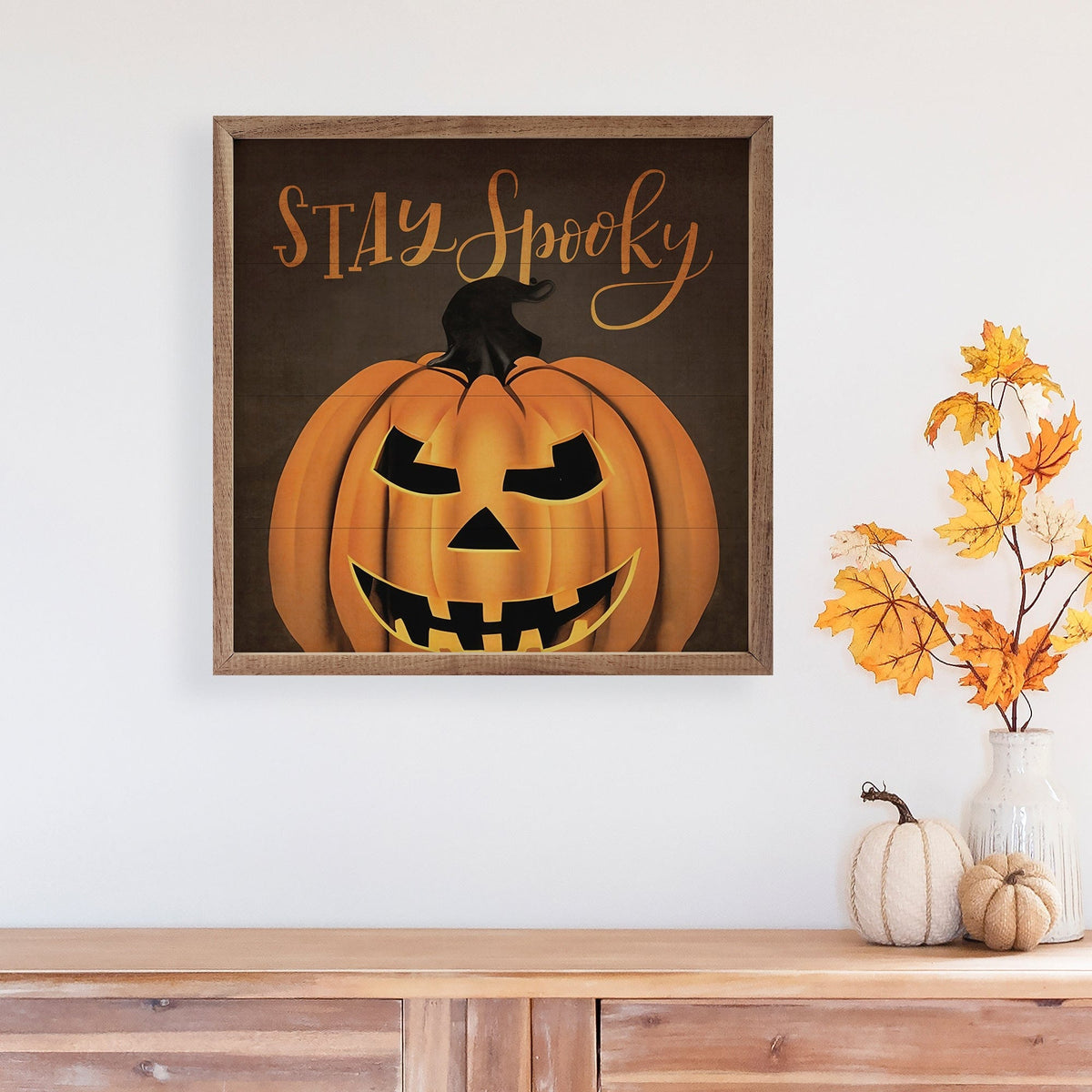 Kendrick Home Walnut Frames Stay Spooky Vintage Pumpkin