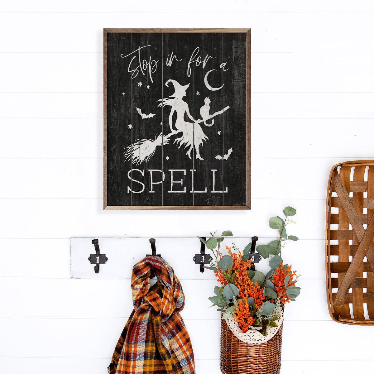 Kendrick Home Walnut Frames Stop In For A Spell Witch Black