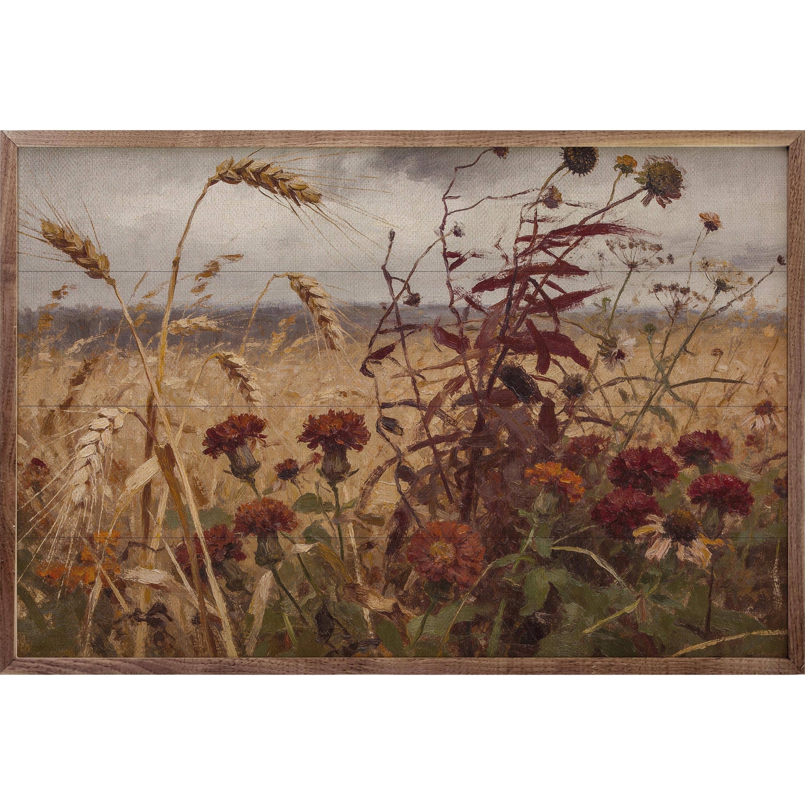 Kendrick Home Walnut Frames 8x5 Stormy Auburn Field Printed and Framed Wall Sign