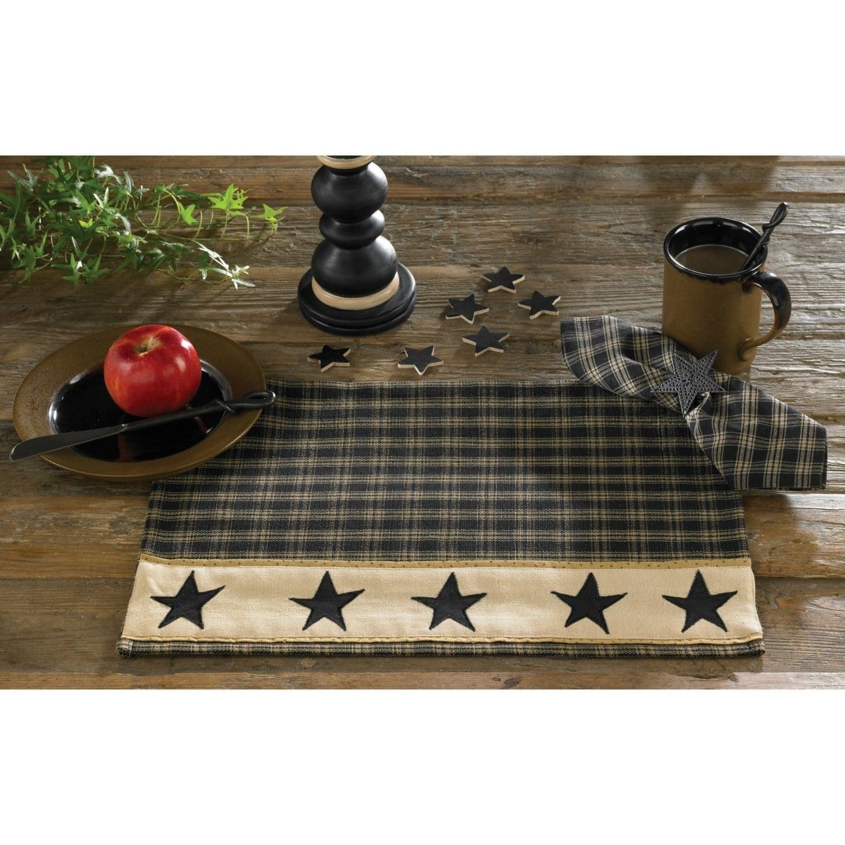 Sturbridge Border In Black W/ Star Placemat-Park Designs-The Village Merchant