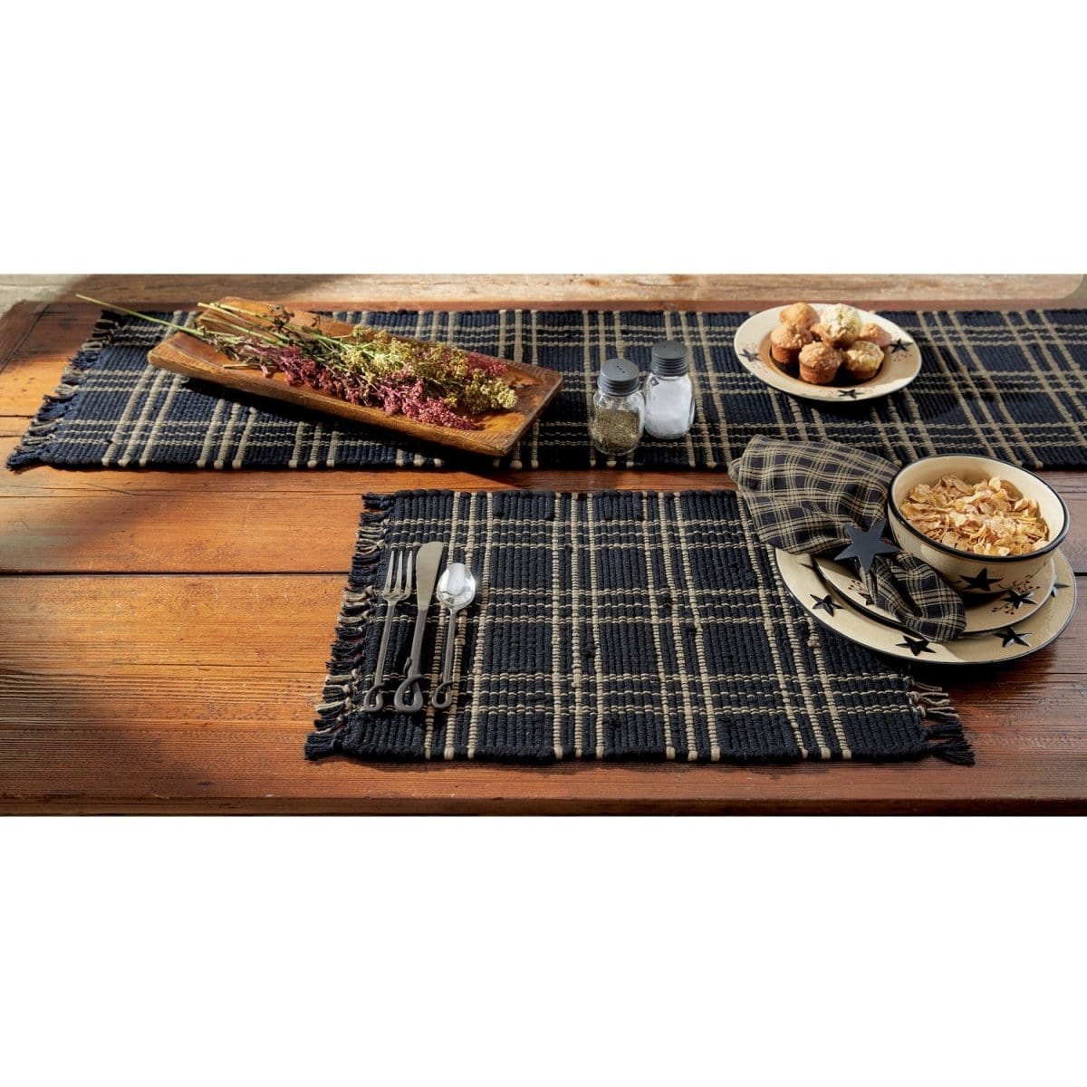 Sturbridge in Black Chindi Table Runner 36" Long-Park Designs-The Village Merchant