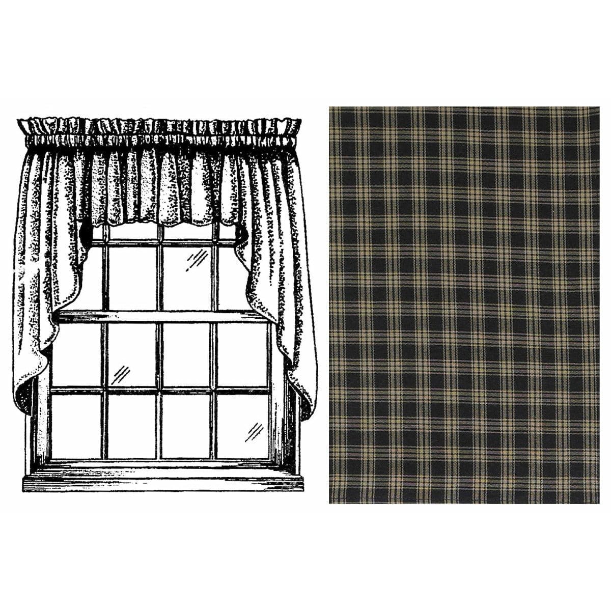 Sturbridge In Black Swag Pair 36" Long Unlined-Park Designs-The Village Merchant