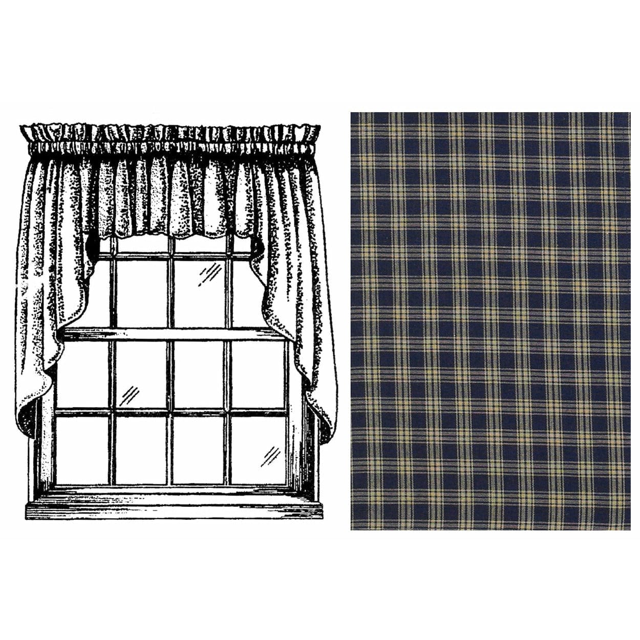 Sturbridge In Navy Swag Pair 36" Long Unlined-Park Designs-The Village Merchant