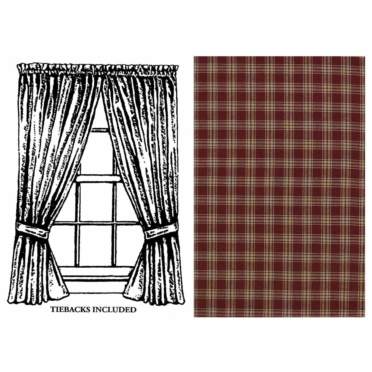 Sturbridge In Wine Panel Pair With Tie Backs 63&quot; Long Unlined-Park Designs-The Village Merchant