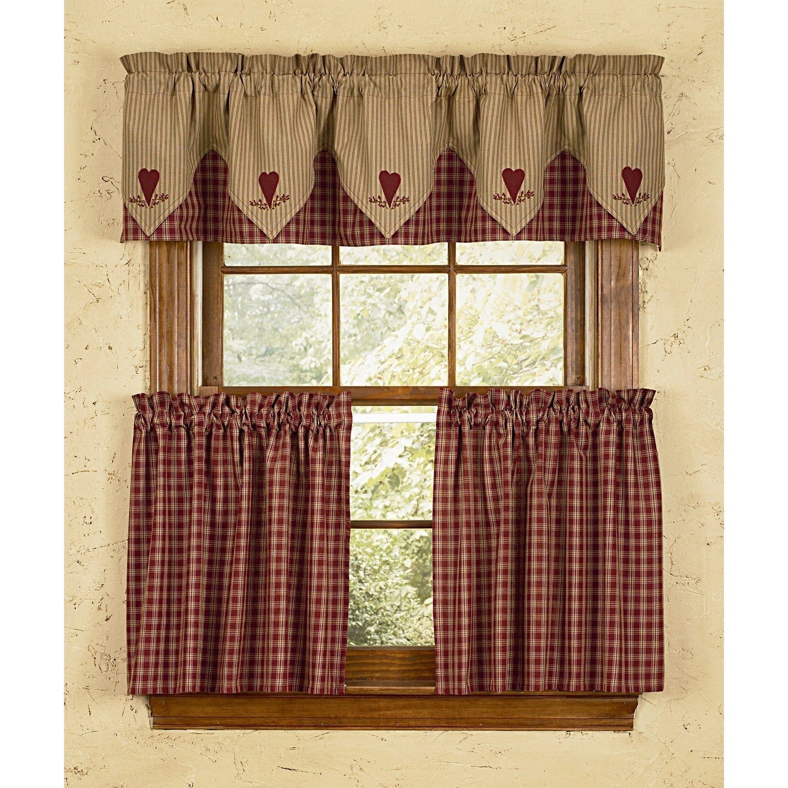 Sturbridge In Wine Point Heart Valance Lined-Park Designs-The Village Merchant