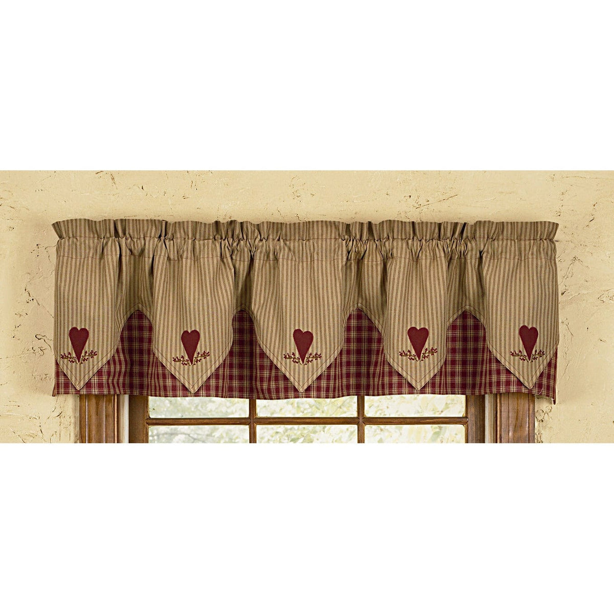 Sturbridge In Wine Point Heart Valance Lined-Park Designs-The Village Merchant