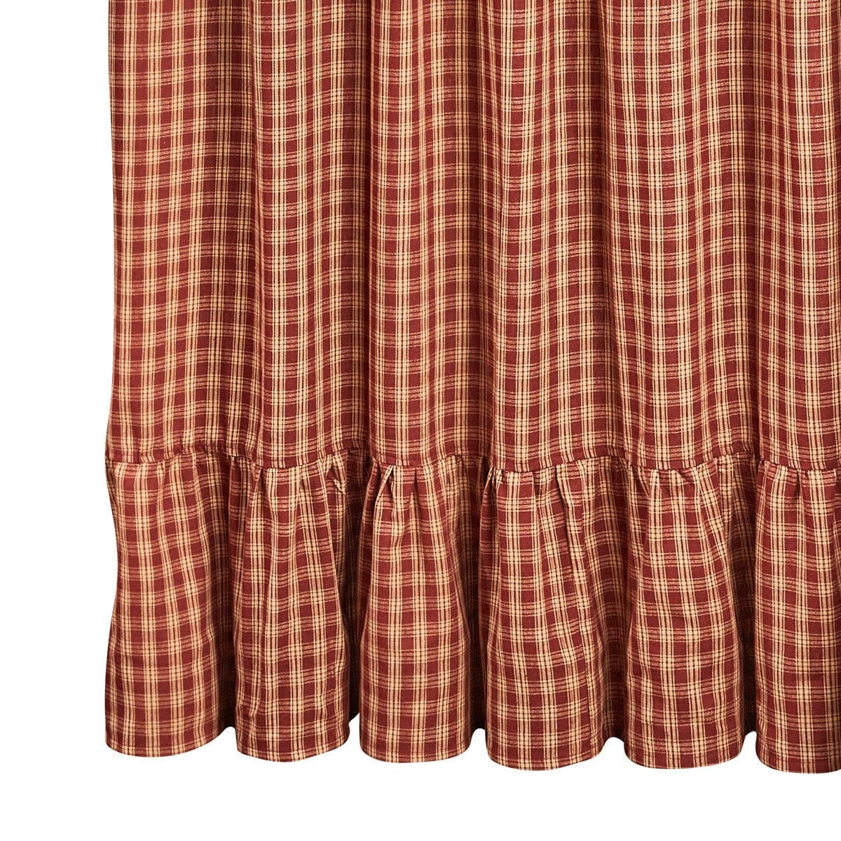 Sturbridge in Wine Ruffled Plaid Shower Curtain-Park Designs-The Village Merchant
