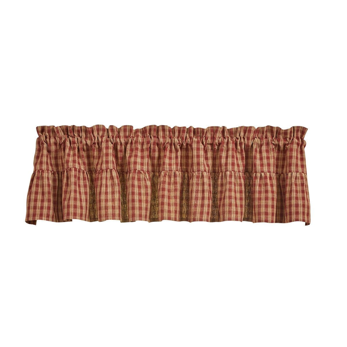 Sturbridge In Wine Ruffled Plaid Valance Unlined-Park Designs-The Village Merchant