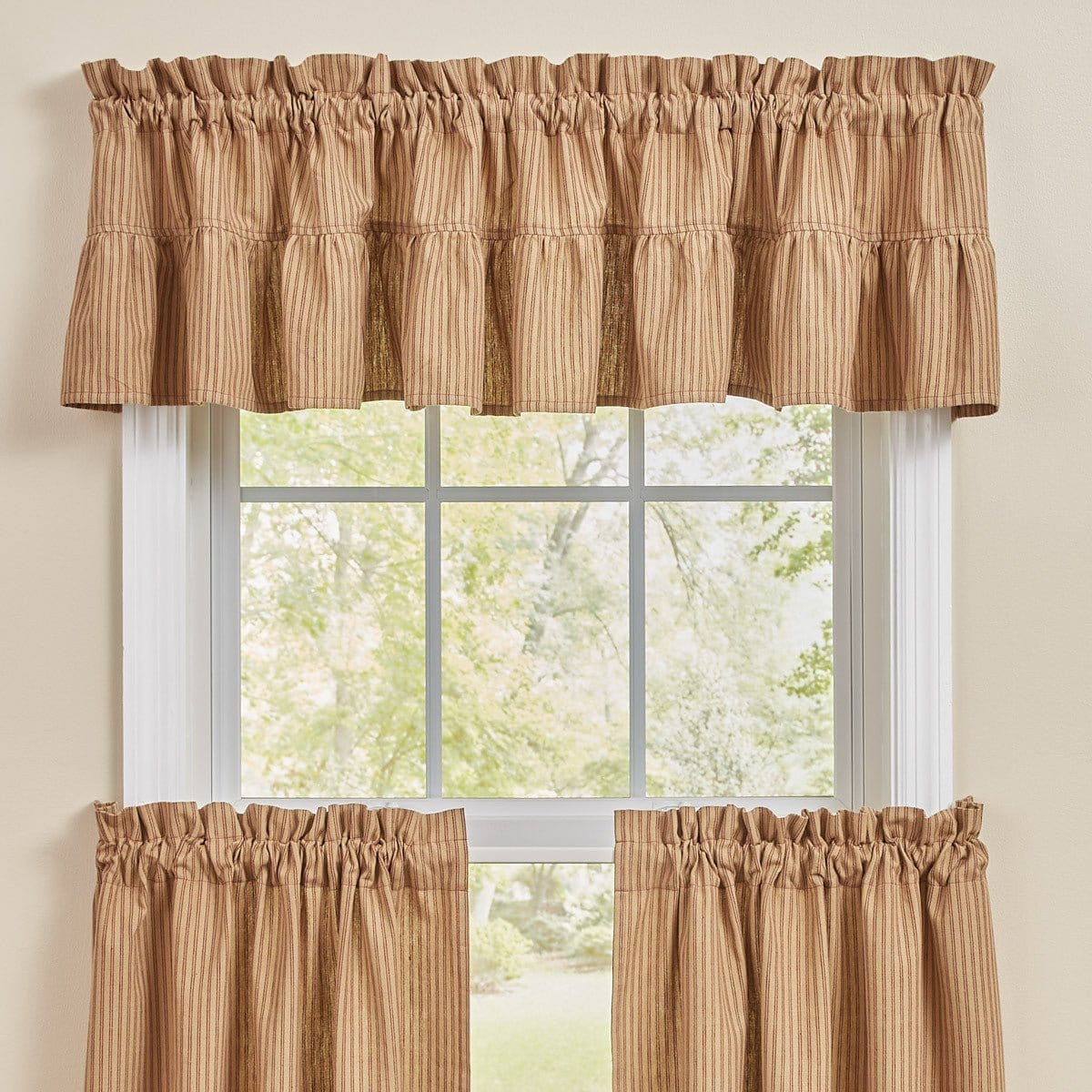 Sturbridge In Wine Ruffled Ticking Valance Unlined-Park Designs-The Village Merchant