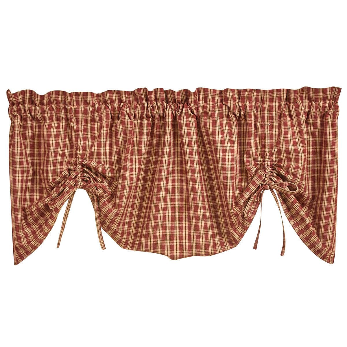 Sturbridge In Wine Tie Up Farmhouse Valance Lined-Park Designs-The Village Merchant