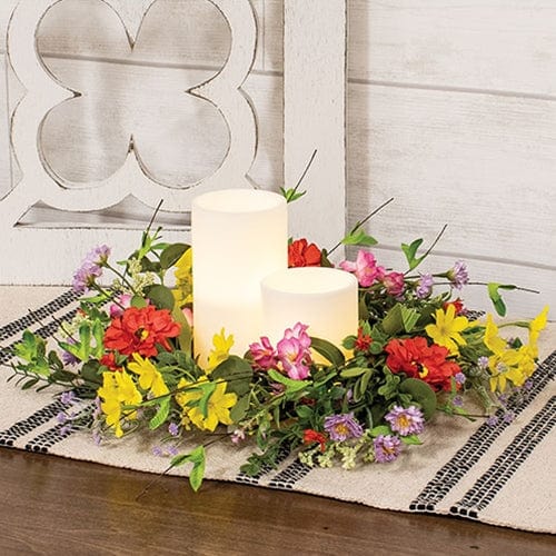 Sun Dazzled Blooms Candle Ring / Wreath 6&quot; Inner Diameter