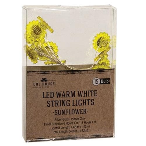 Sunflower Light String / Strand Battery Operated LED Timer 15 Count