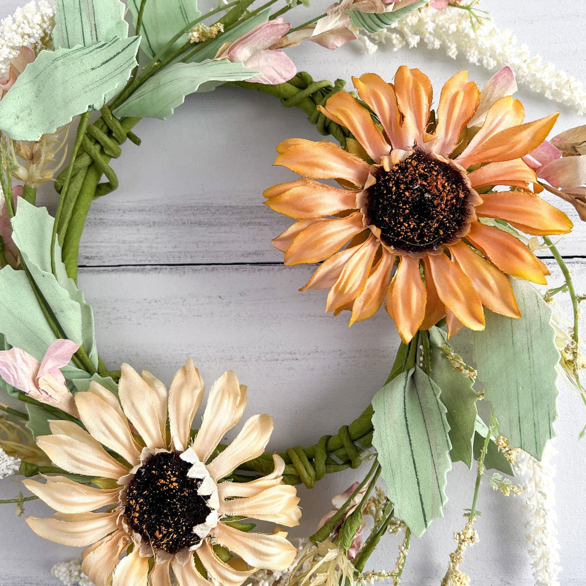 Sunflower &amp; Wheat Candle Ring / Wreath 4.5&quot; Inner Diameter