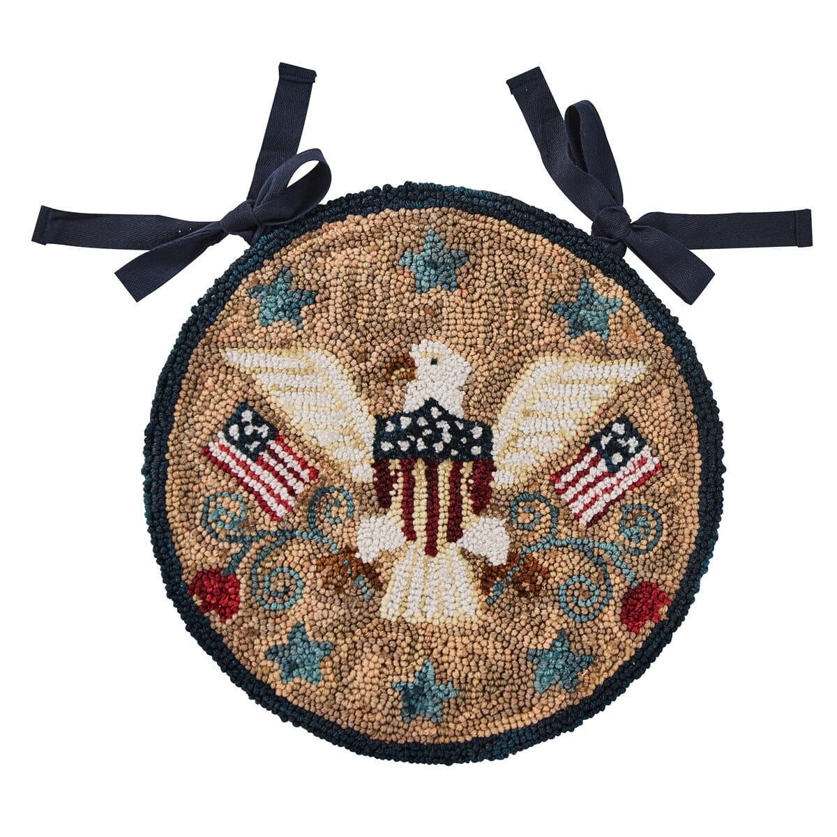 Park Designs Chair Pad Sweet Land of Liberty Hooked Chair Pad 14.5" Diameter Round