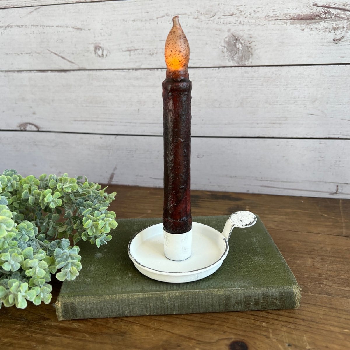 Tab Candle Pan In White Candle Holder For Taper Candles-Pine Creek-The Village Merchant