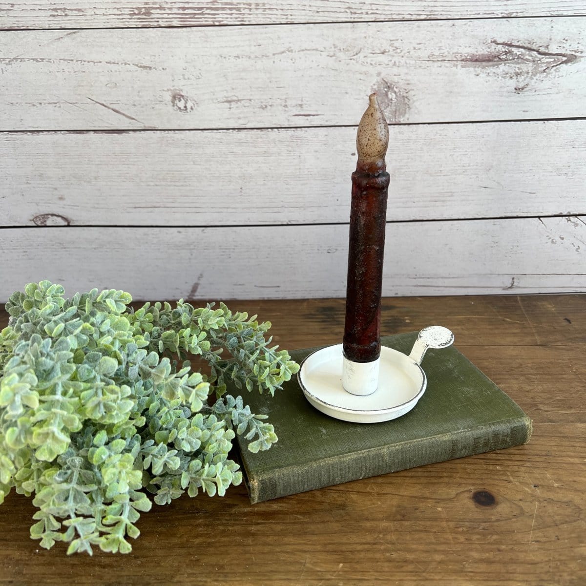 Tab Candle Pan In White Candle Holder For Taper Candles-Pine Creek-The Village Merchant
