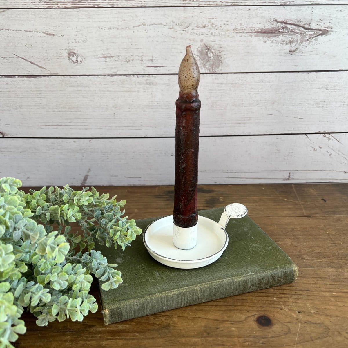 Tab Candle Pan In White Candle Holder For Taper Candles-Pine Creek-The Village Merchant