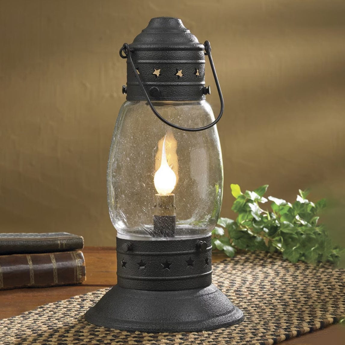 Tall Onion Table Lamp with Bubble Glass in Black 14&quot; High