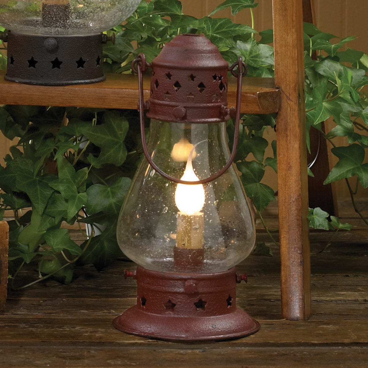 Tall Onion Table Lamp With Bubble Glass in Red 9.5&quot; High