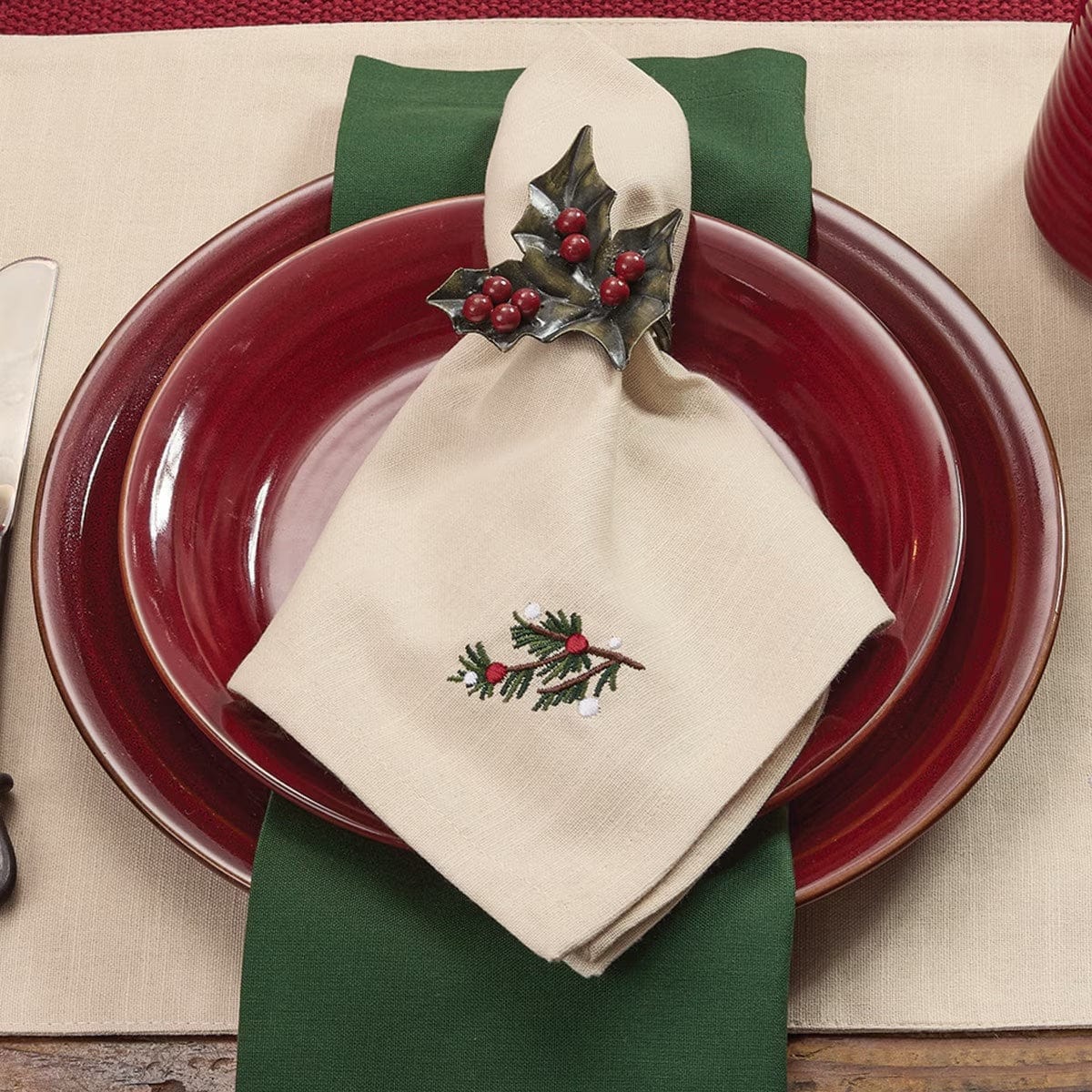 Tannenbaum Embroidered Napkin Set of 2