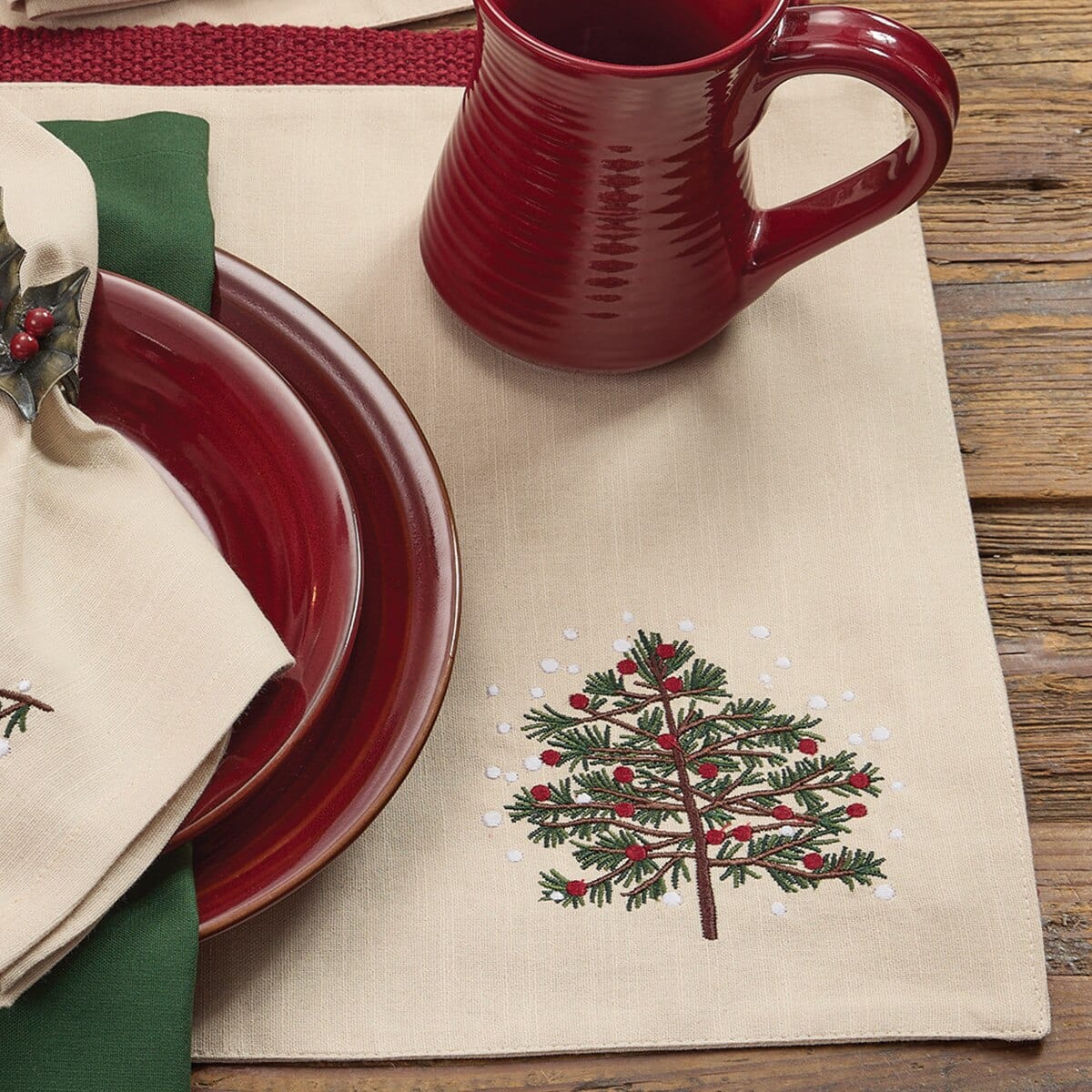 Tannenbaum Embroidered Placemat Set of 2
