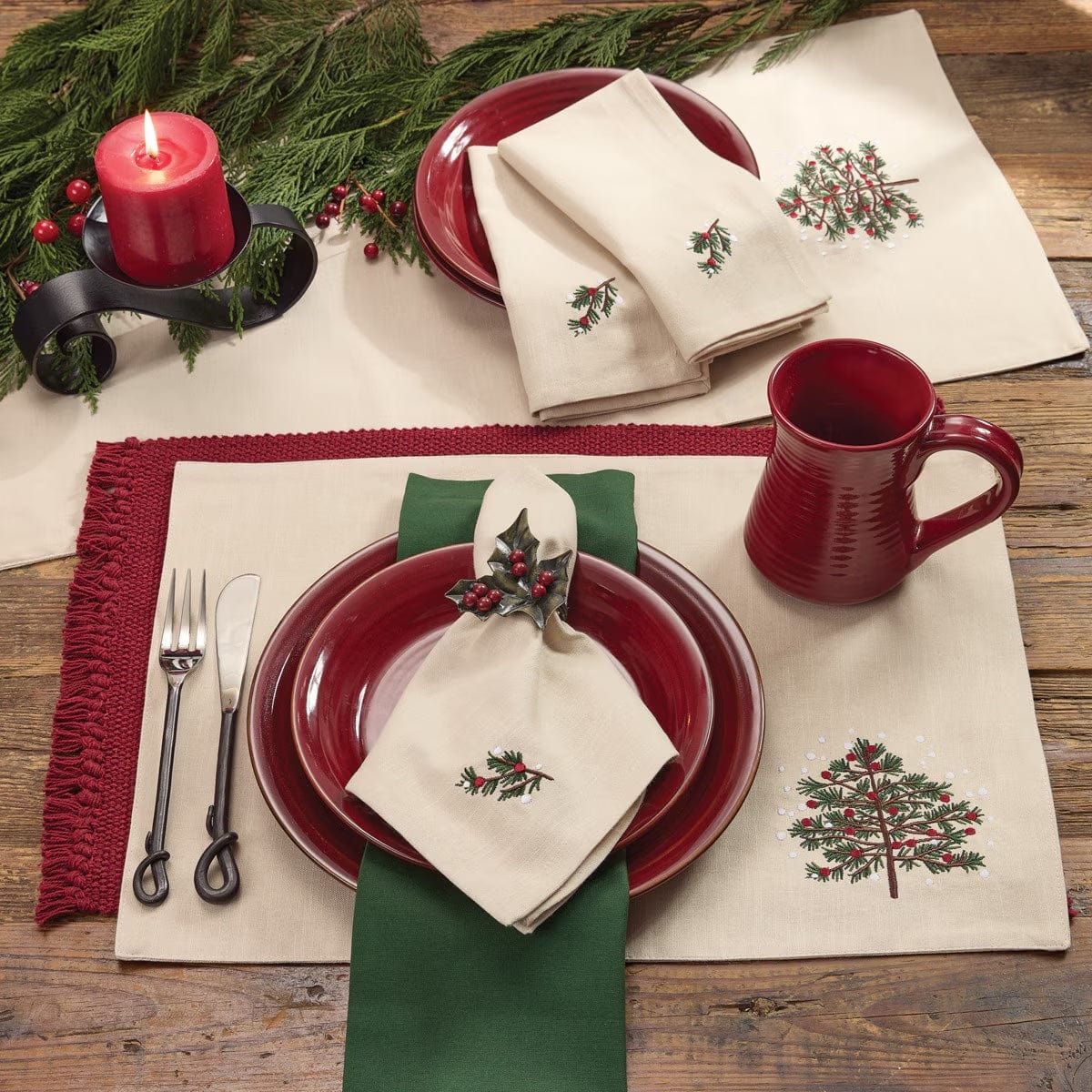 Tannenbaum Embroidered Table Runner 54'' Long