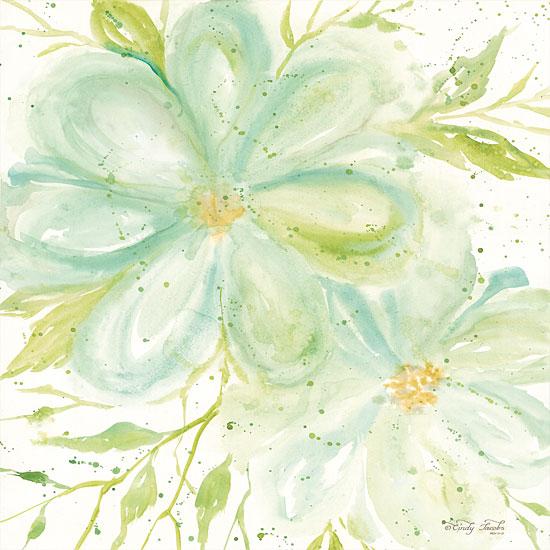 Penny Lane Publishing Teal Big Blooms By Cindy Jacobs Art Print - 12 X 12