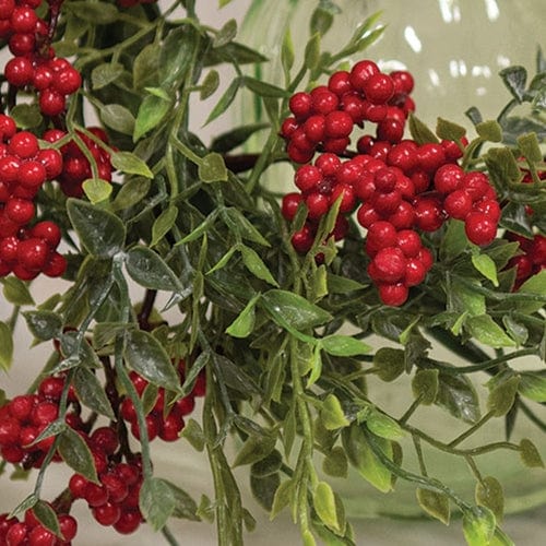 Teeny Leaves and Red Berries Candle Ring / Wreath 4" Inner Diameter