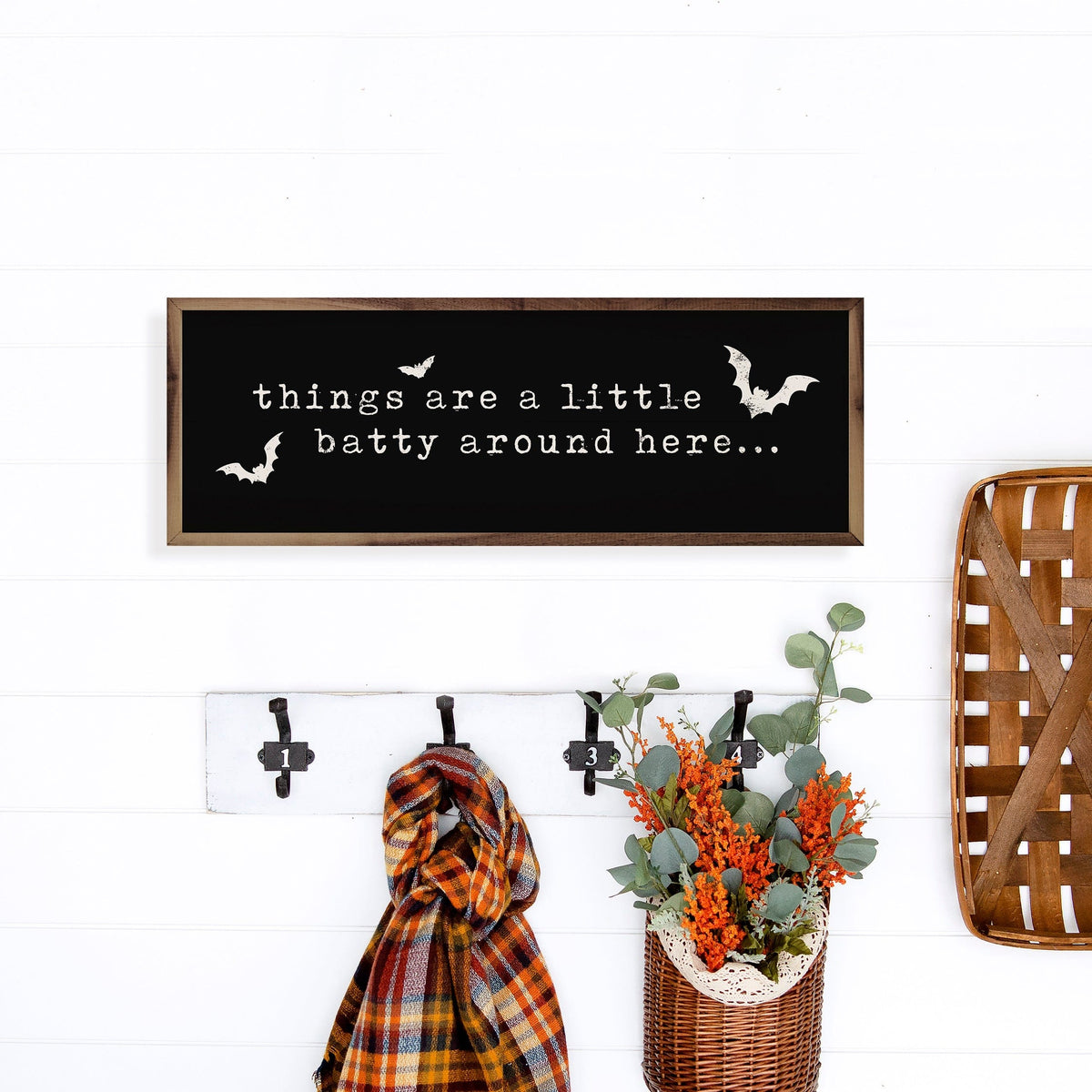 Kendrick Home Walnut Frames Things Are A Little Batty Black Printed and Framed Wall Sign