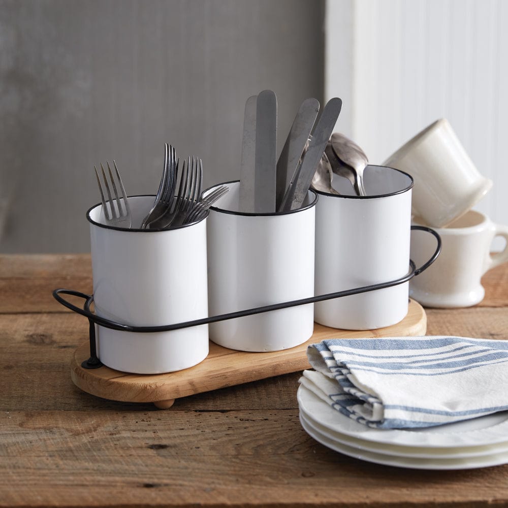 Three Bin Farmhouse Cutlery Caddy / Organizer