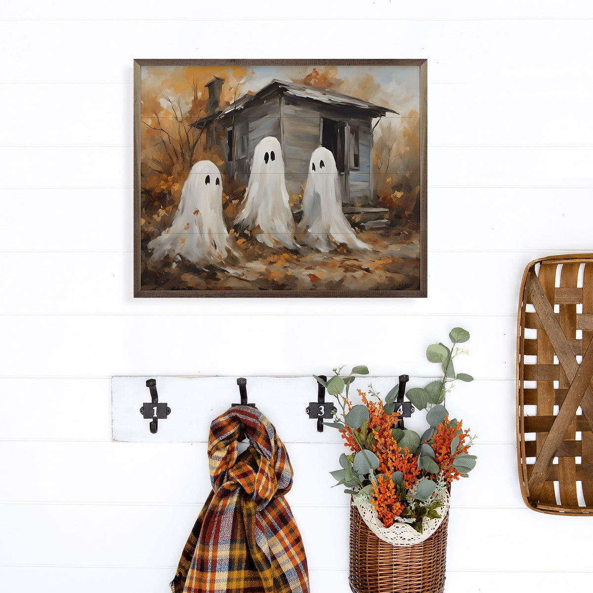 Kendrick Home Walnut Frames Three Ghost Companions Printed and Framed Wall Sign