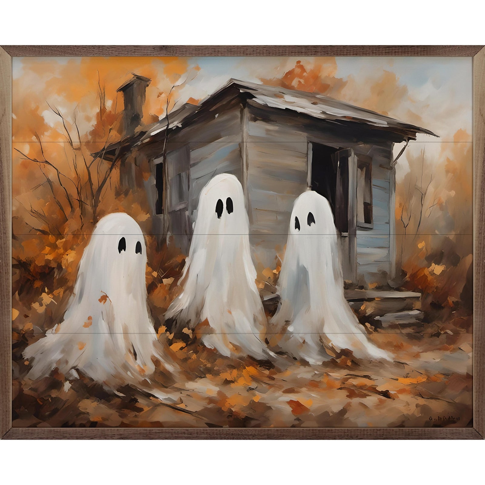Kendrick Home Walnut Frames 10x8 Three Ghost Companions Printed and Framed Wall Sign