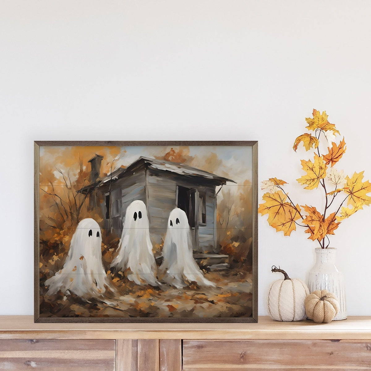 Kendrick Home Walnut Frames Three Ghost Companions Printed and Framed Wall Sign
