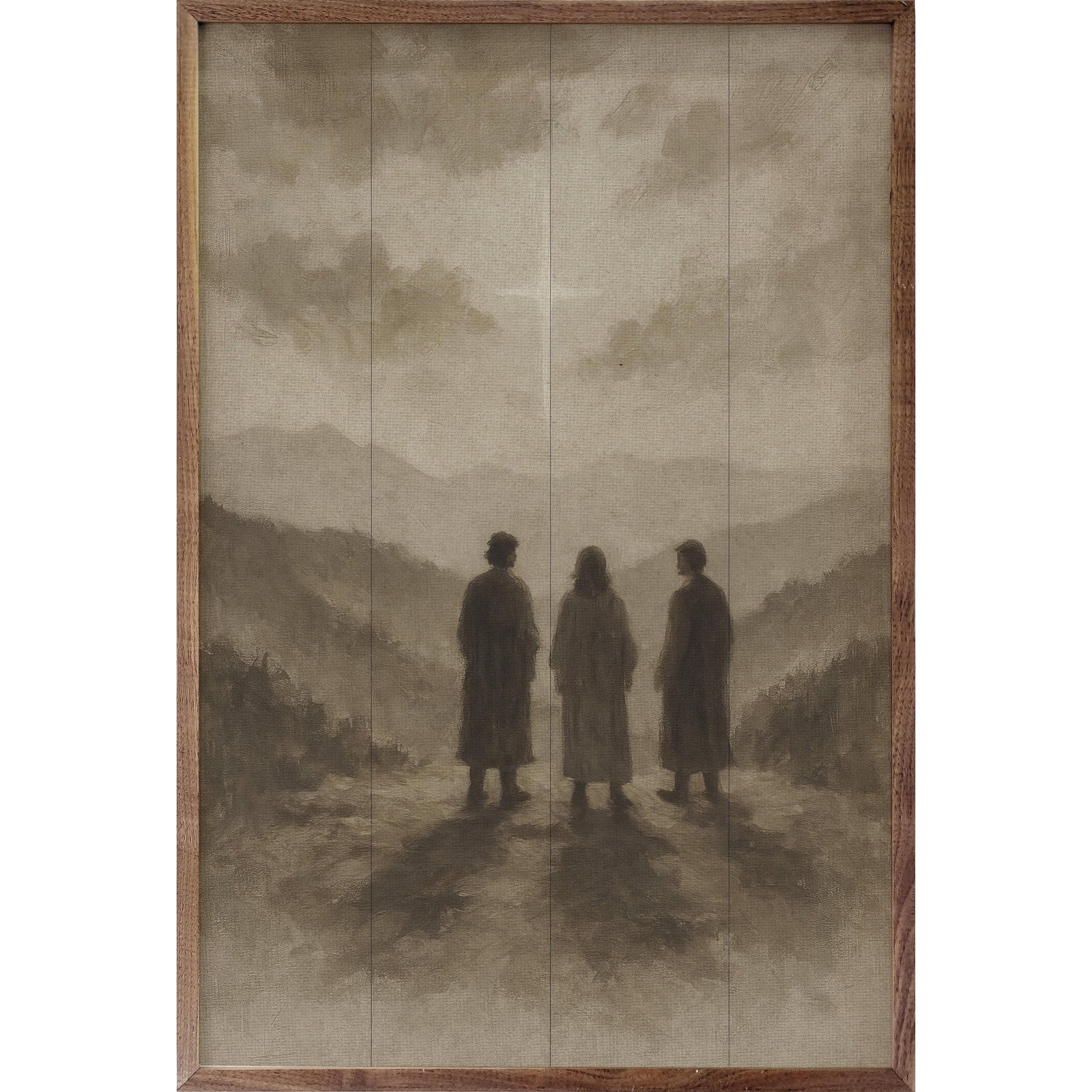 Kendrick Home Walnut Frames 5x8 Three Wise Men Neutral Printed and Framed Wall Sign