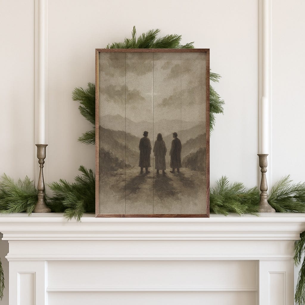 Kendrick Home Walnut Frames Three Wise Men Neutral Printed and Framed Wall Sign