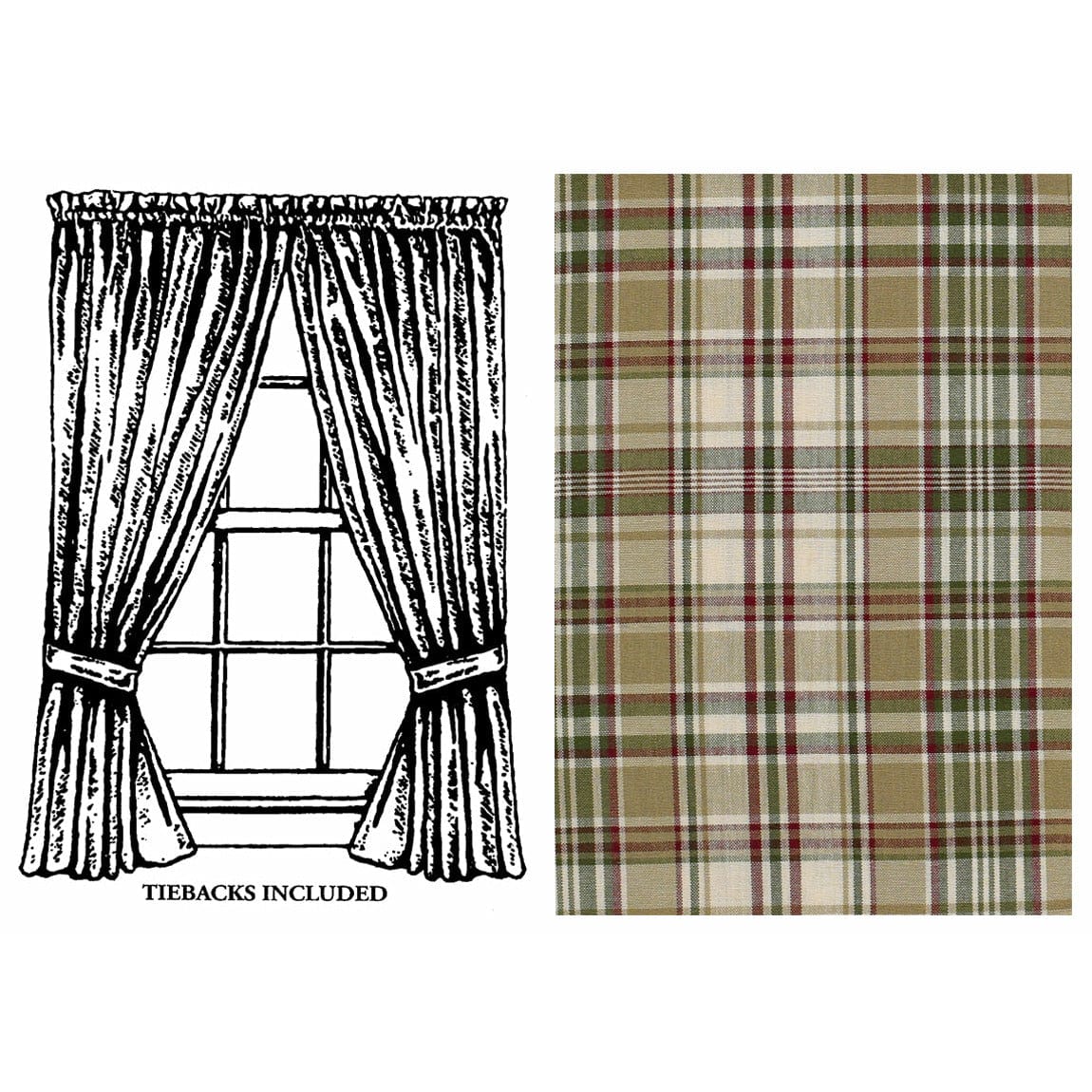 Thyme Panel Pair With Tie Backs 63" Long Lined-Park Designs-The Village Merchant