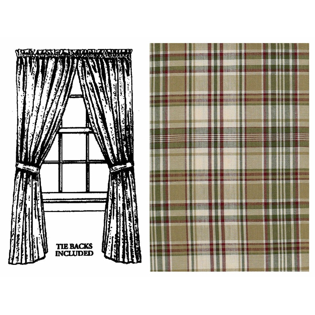 Thyme Panel Pair With Tie Backs 84" Long Lined-Park Designs-The Village Merchant