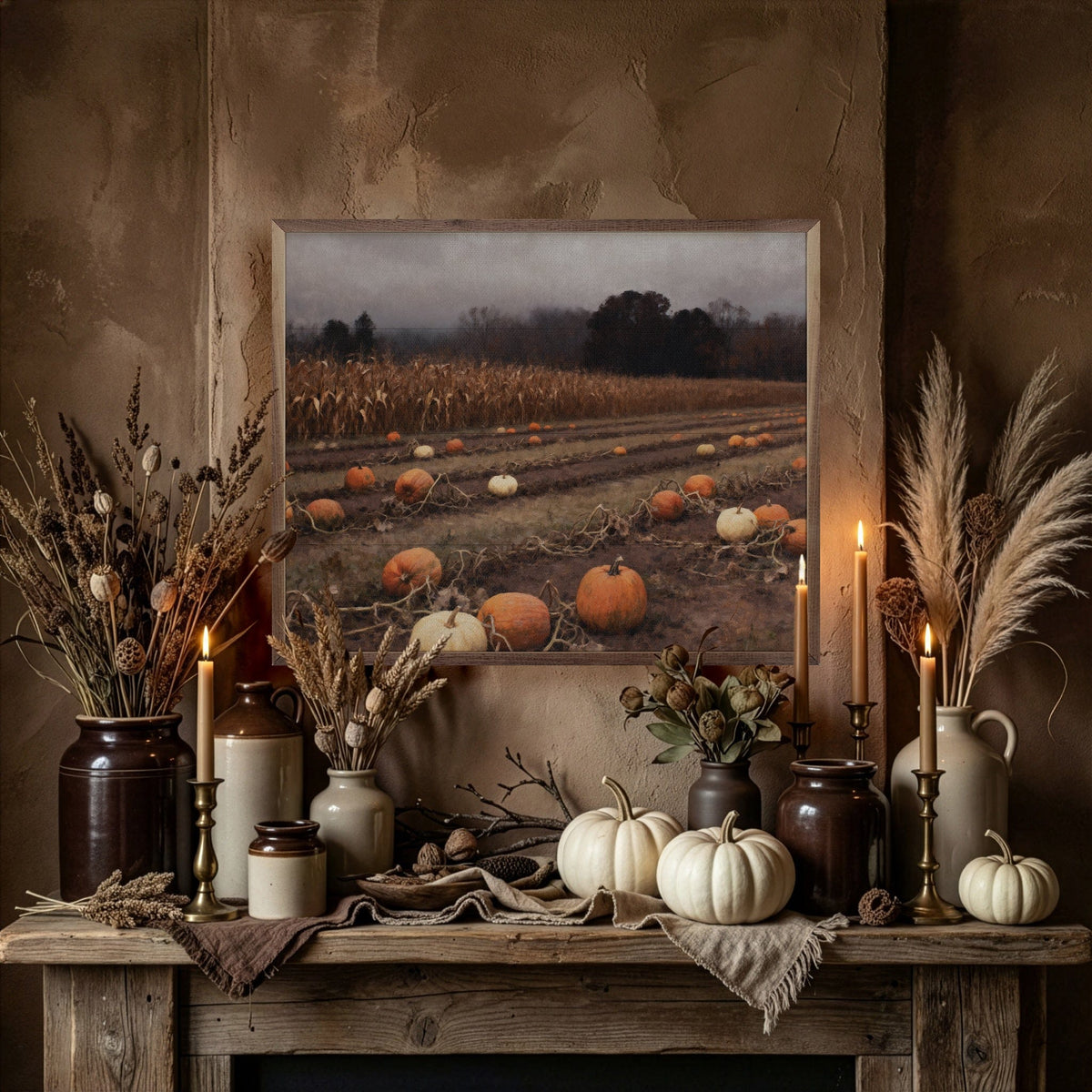 Kendrick Home Walnut Frames Time For Pumpkin Harvest Printed and Framed Wall Sign