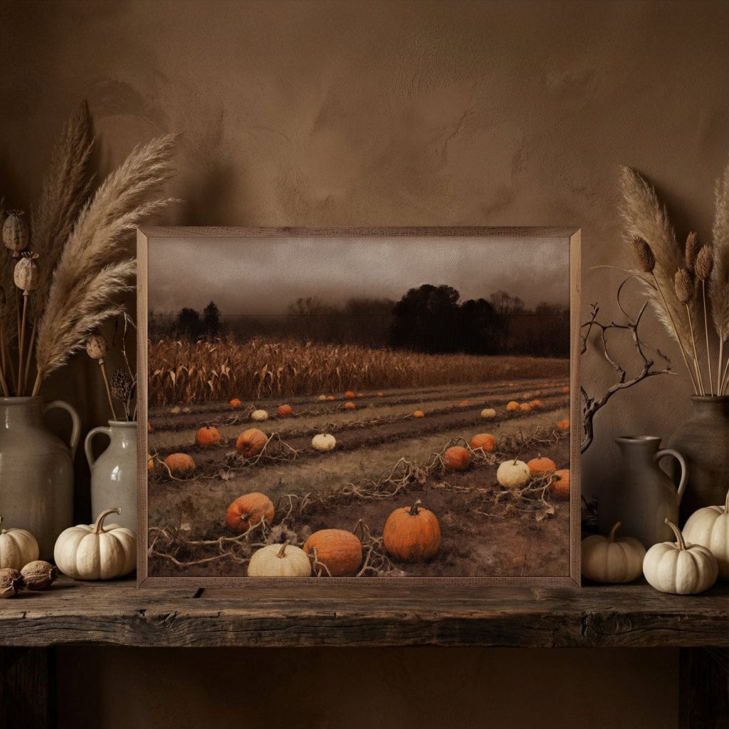 Kendrick Home Walnut Frames Time For Pumpkin Harvest Printed and Framed Wall Sign