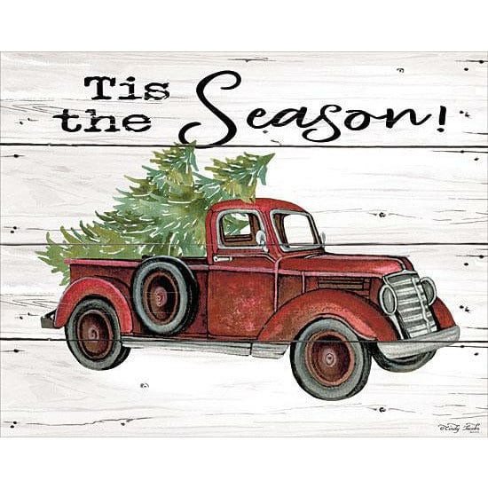 Penny Lane Publishing Tis The Season Red Truck By Cindy Jacobs Art Print - 12 X 16