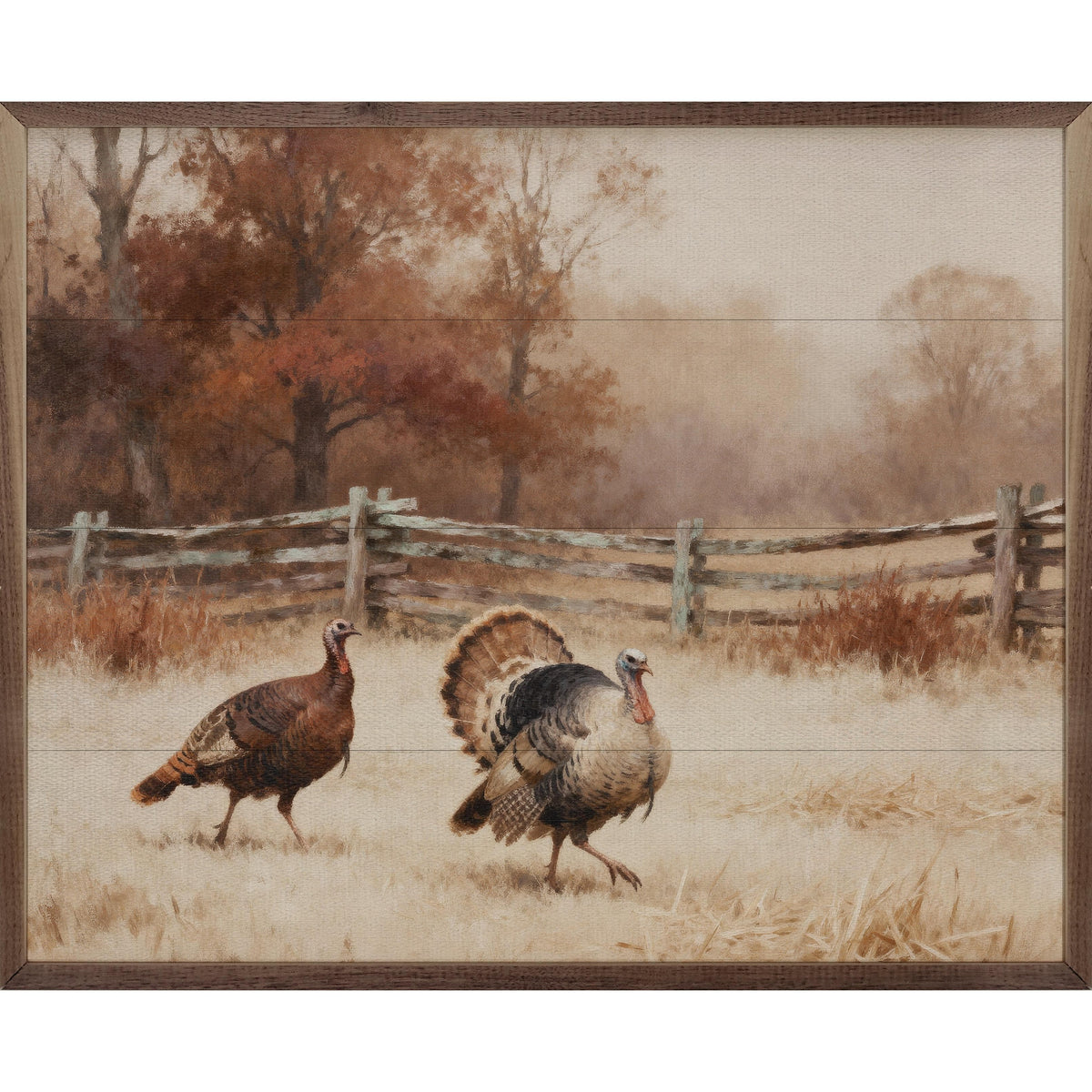 Kendrick Home Walnut Frames 10x8 Tom And Jake Turkeys Printed and Framed Wall Sign