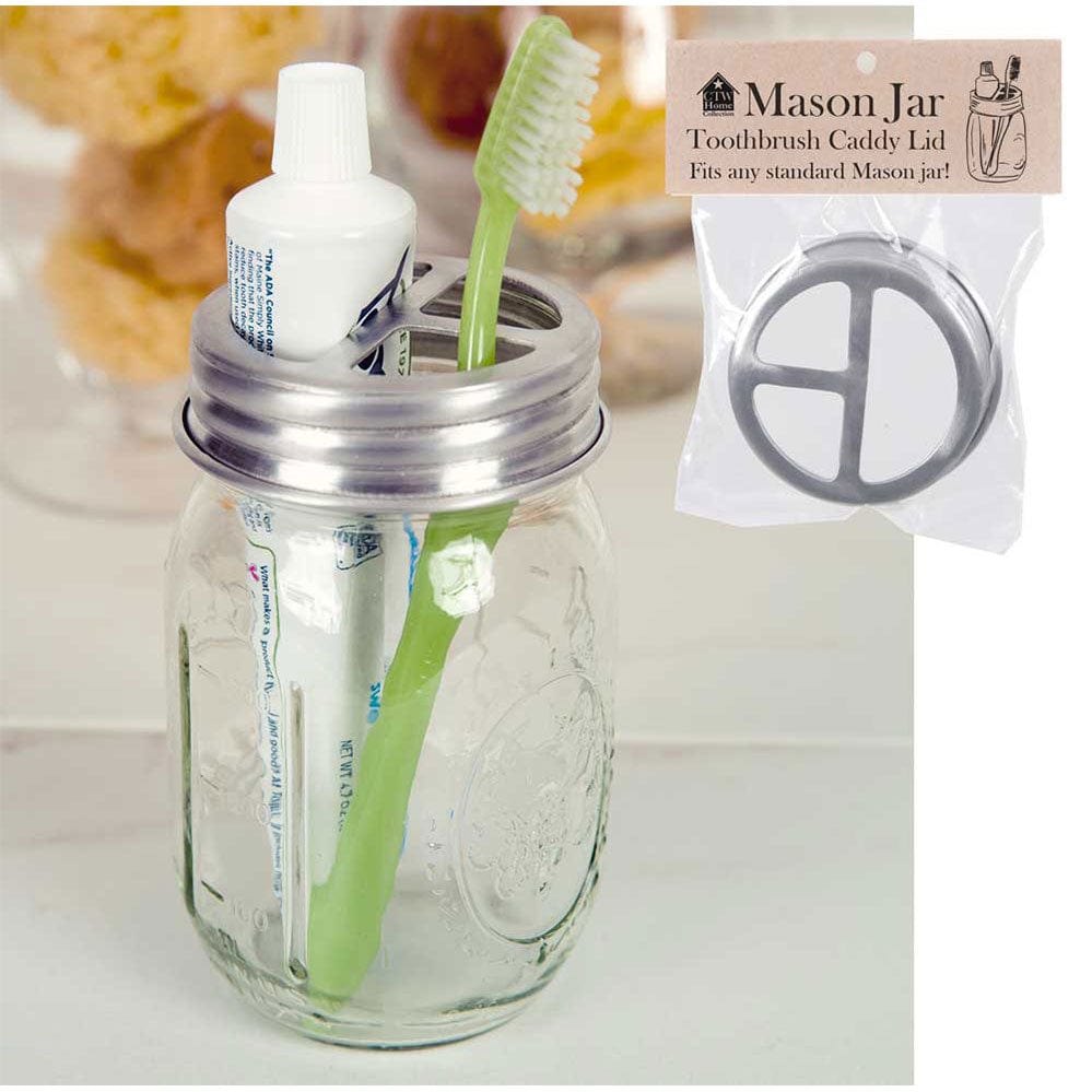 Toothbrush Holder Mason Jar Lid-CTW Home-The Village Merchant