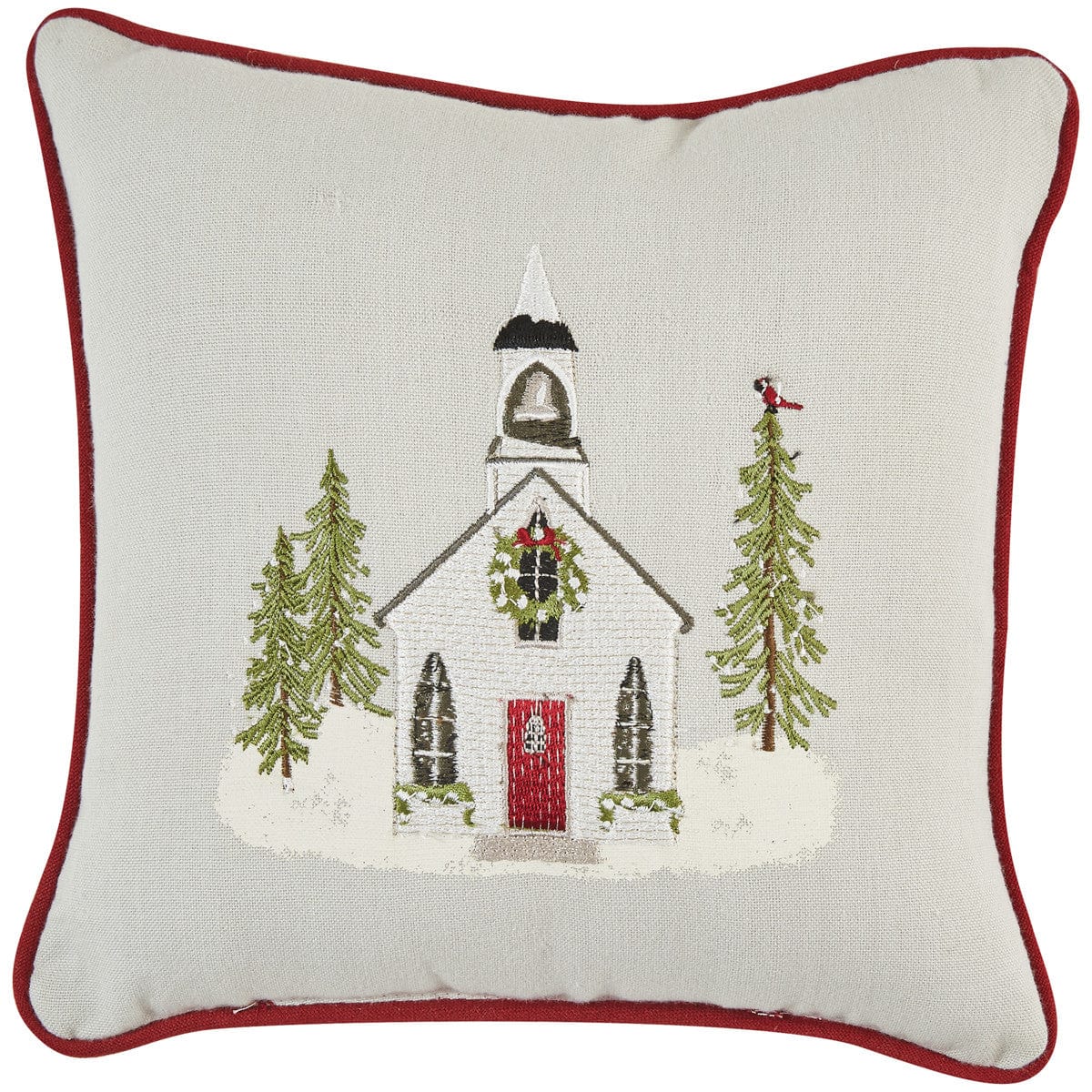 Town Square Printed & Embroidered Church pillow 10" x 10" Square-Park Designs-The Village Merchant