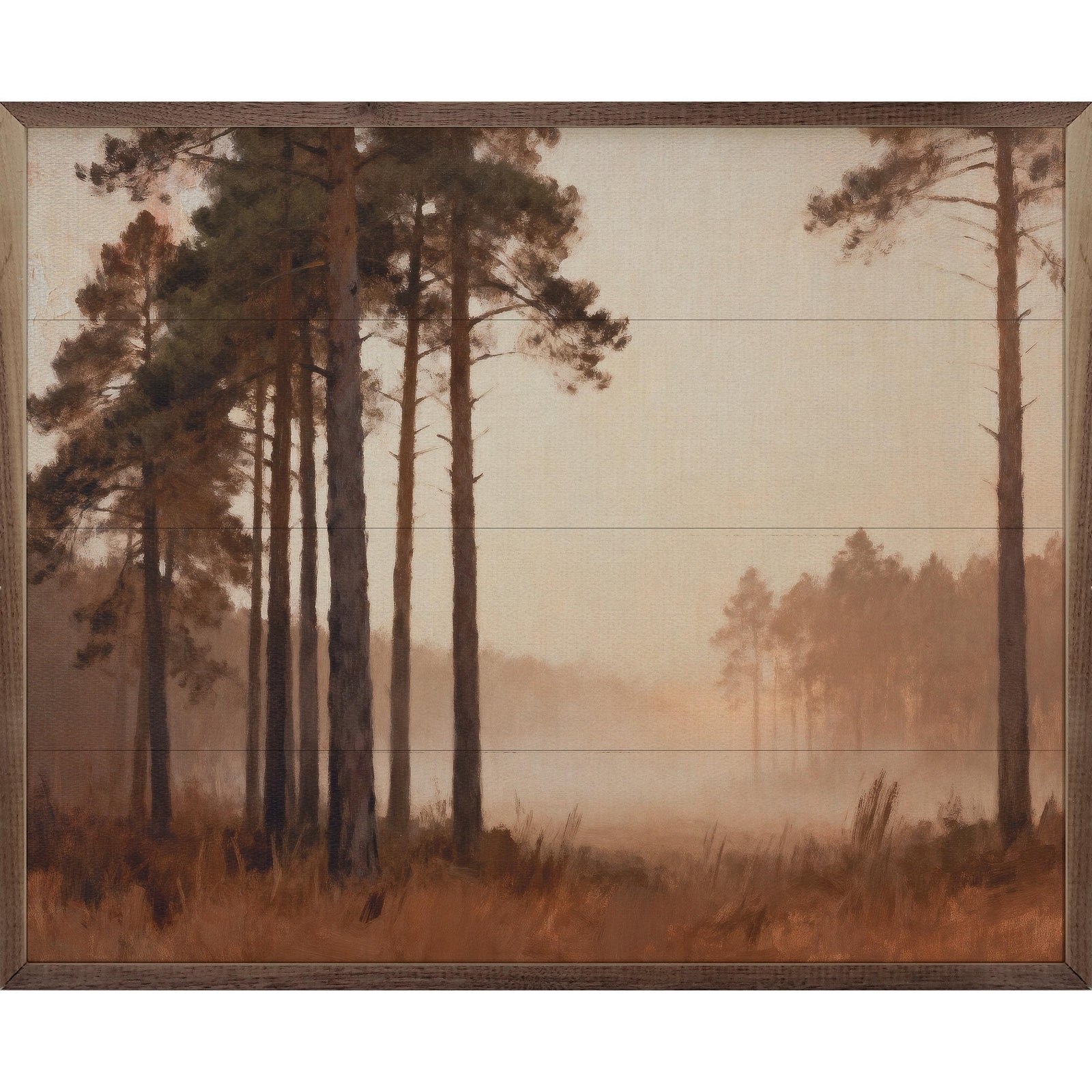 Kendrick Home Walnut Frames 10x8 Trees Within The Fog Printed and Framed Wall Sign