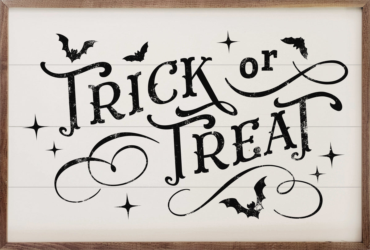 Kendrick Home Walnut Frames Trick Or Treat Bats And Curls White